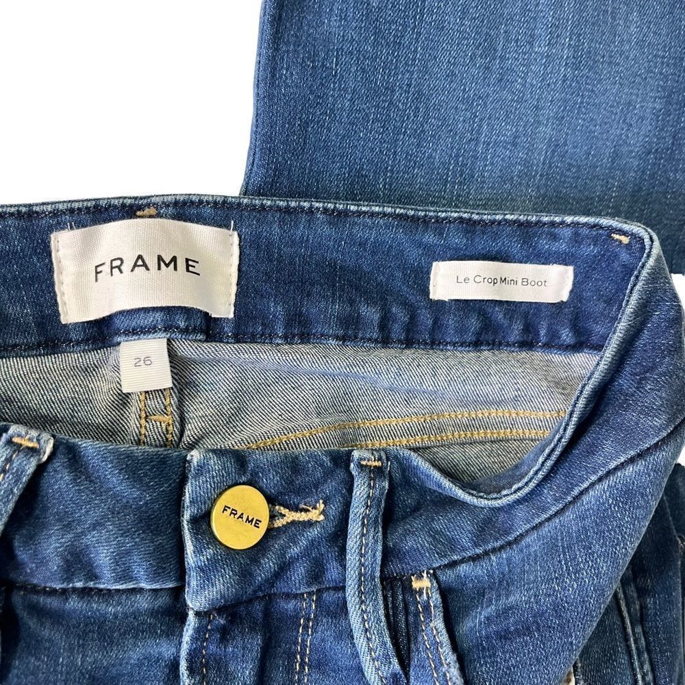 Frame Le Crop Mini Boot in Decades Blue Rips Size 26 - Picture 10 of 16